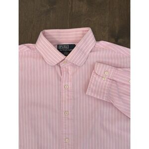 Polo Ralph Lauren Regent‎ Custom Fit Button Up Shirt Size 17.5 Pink Long Sleeve